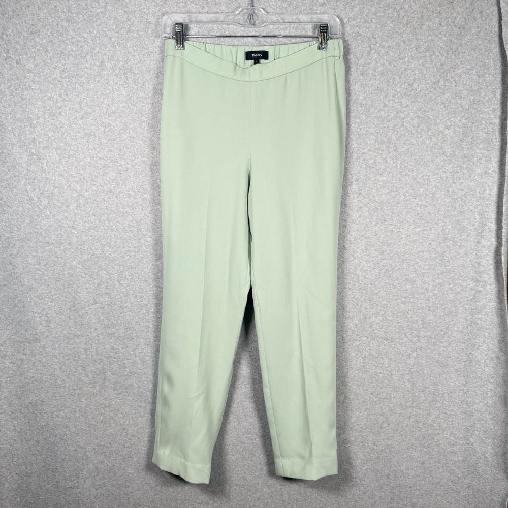 theory Pull On Pant Classic Crepe Opal Green womens 2 work casual